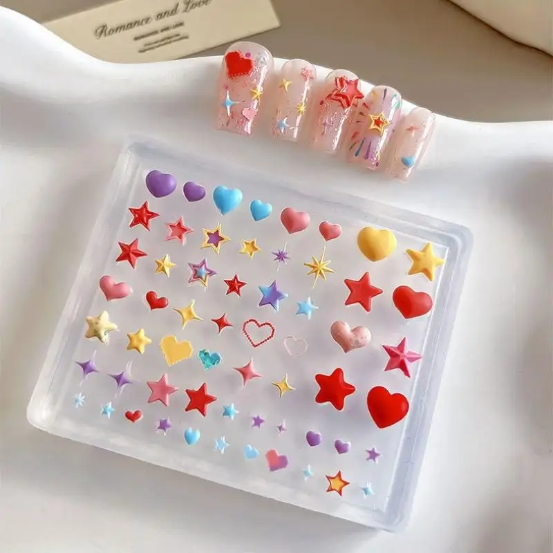 

3D сердце звезда пентаграмма силиконовая форма для ногтей DIY дизайн ногтей прозрачное украшение для маникюра креативный шаблон для украшения ногтей