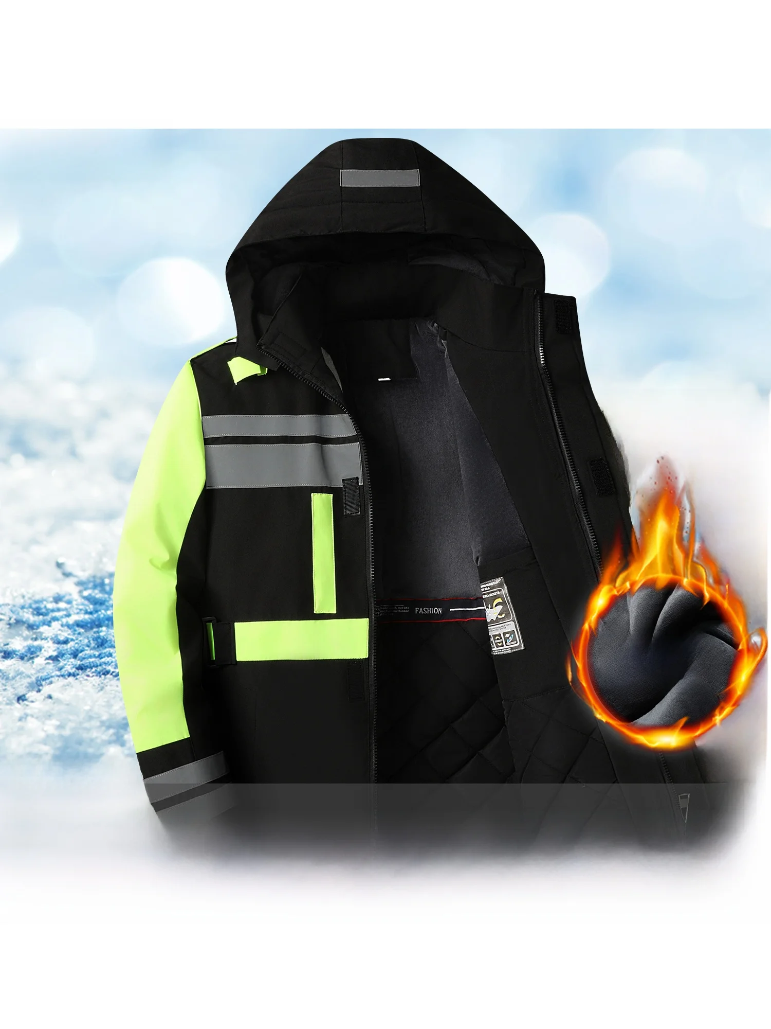 

Зимняя рабочая одежда Thiened Fce Jaet, мужское уличное велосипедное пальто, светоотражающая хлопковая рабочая одежда, теплое пальто Long Sve