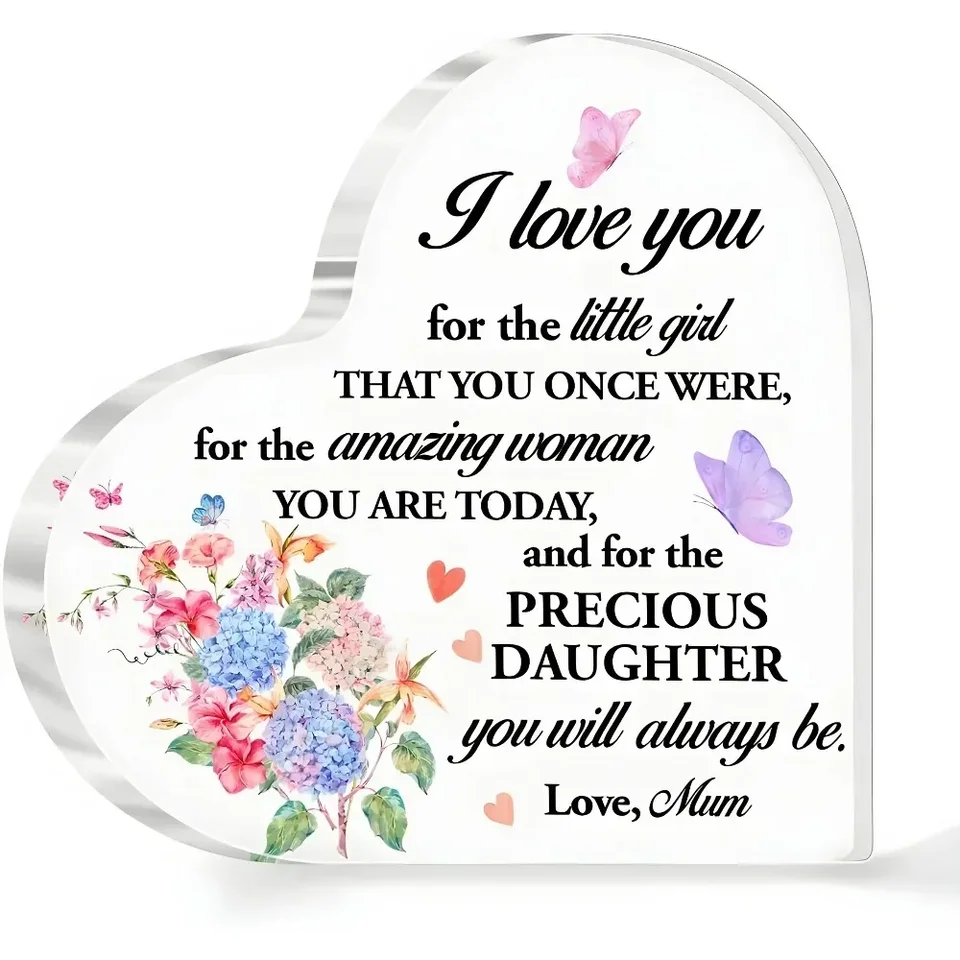 Sentimental Acrylic Heart Ornament for Daughter