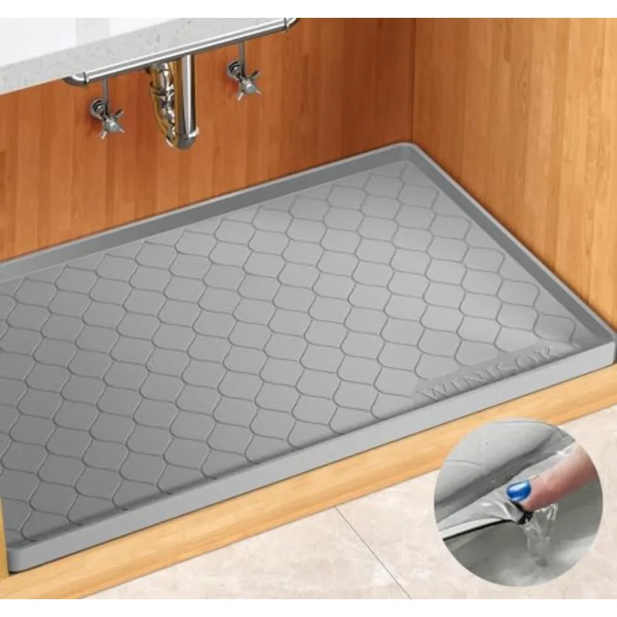 

Silicone Under Sink Mat 34" x 22", kitchen entials and Gadgets, Shelf liner and Cabinet Protector, Home Organizers and Storage,