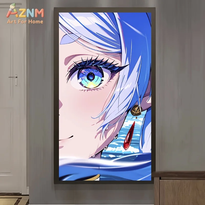 AZNM Frieren Beyond Journey's End Close Up Eye Anime Canvas Wall Art Unframed Painting for Home Decor
