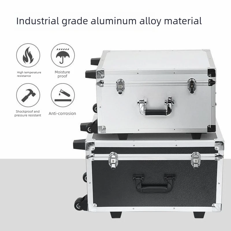 Storage box, multifunctional aviation suitcase equipment with pull rod, portable safety toolbox, aluminum alloy