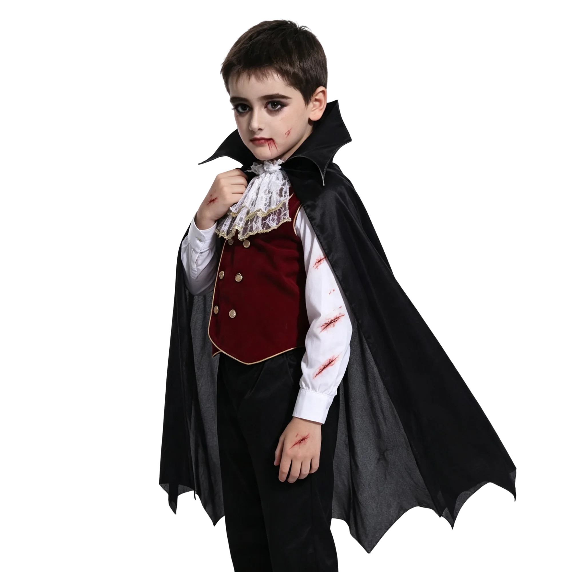 Halloween Gothic Dark Court Kids Vampire Ghost Bride Witch Witchcraft Costume Unisex Children Party Cosplay Clothing Outfits image 6