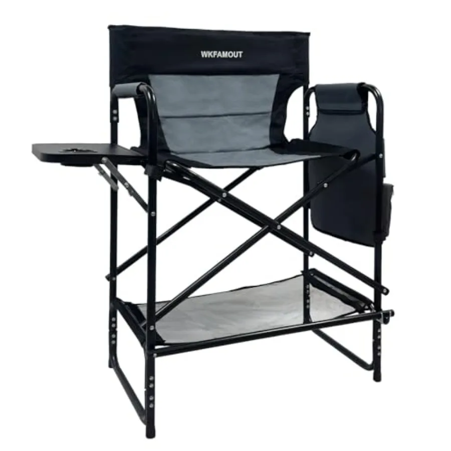 

27" Tall Camping Director Chair Oversized with Side Table Heavy Duty Folding Lawn Chair Outdoor for Makeup Artist Sports Event