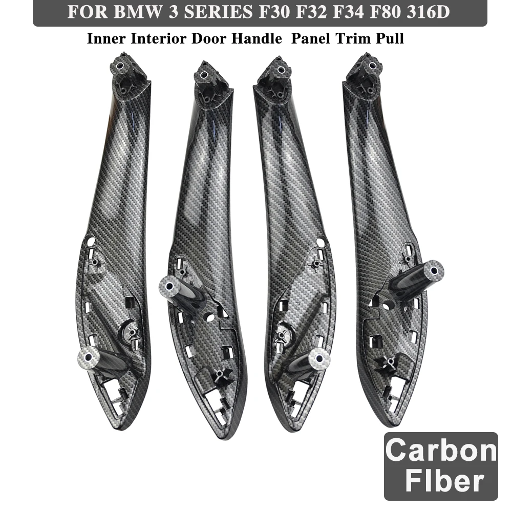 자동차 스타일링 4X 카본 블랙 인테리어 문짝 패널 핸들 풀 트림 커버, BMW 3 시리즈 F30 320d 320dx 320i F31 330d 335dx 335i 용