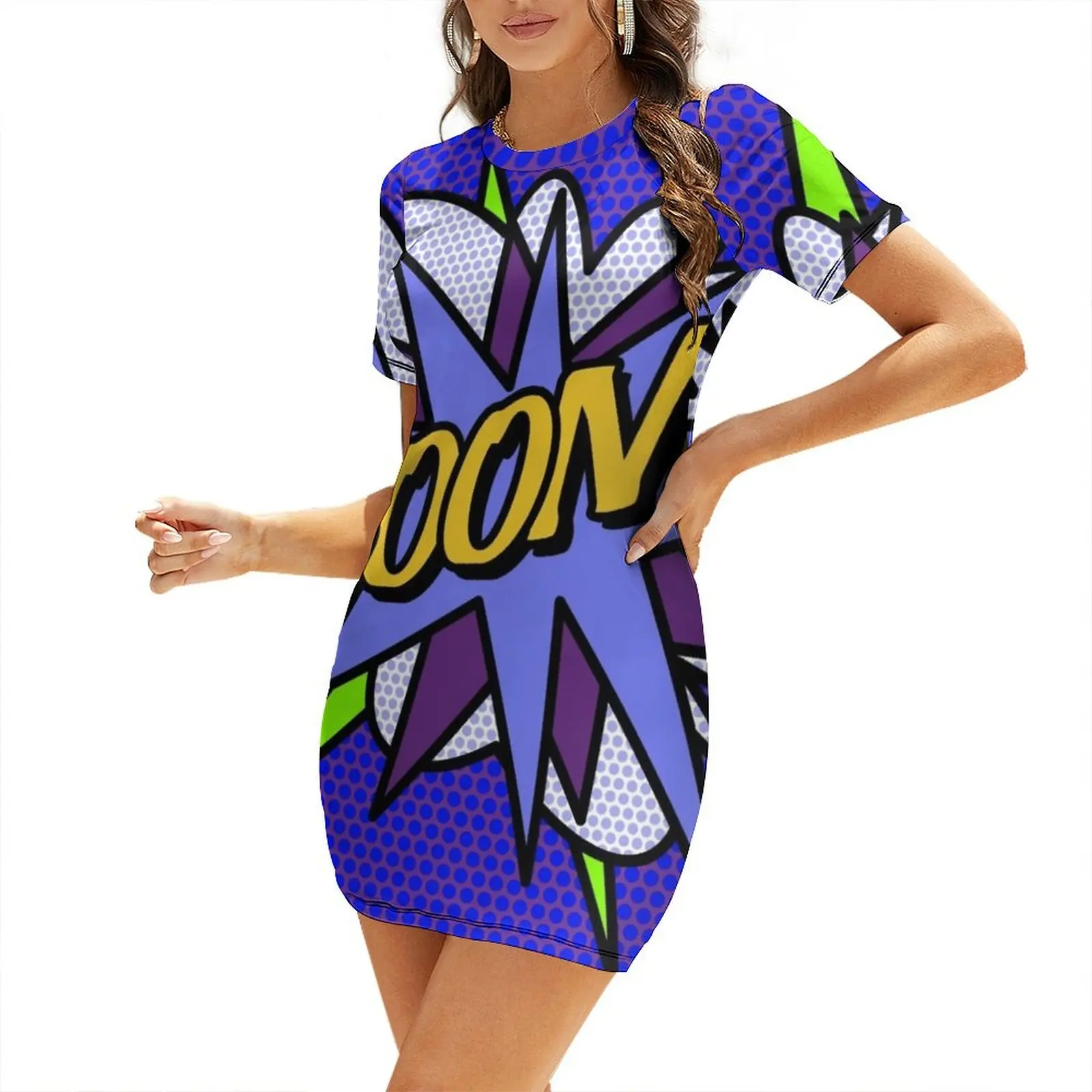 

BOOM Comic Book Purple Pop Art Modern Fun Retro Cool Short Sleeved Dress Woman clothing dresses for special events