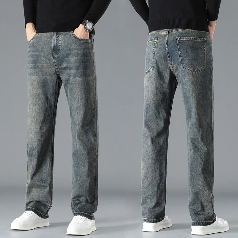 

Vintage Jeans Men's 2025 Autumn New Fashion Casual Straight Slim Pants Classic Casual Business Denim Pants Male Brand