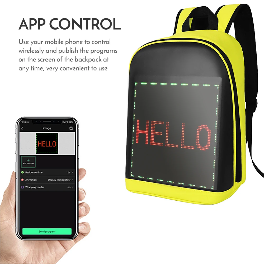 LED Color Screen Customizable Backpack Travel Bag Pack School Bag for Men Women College Students