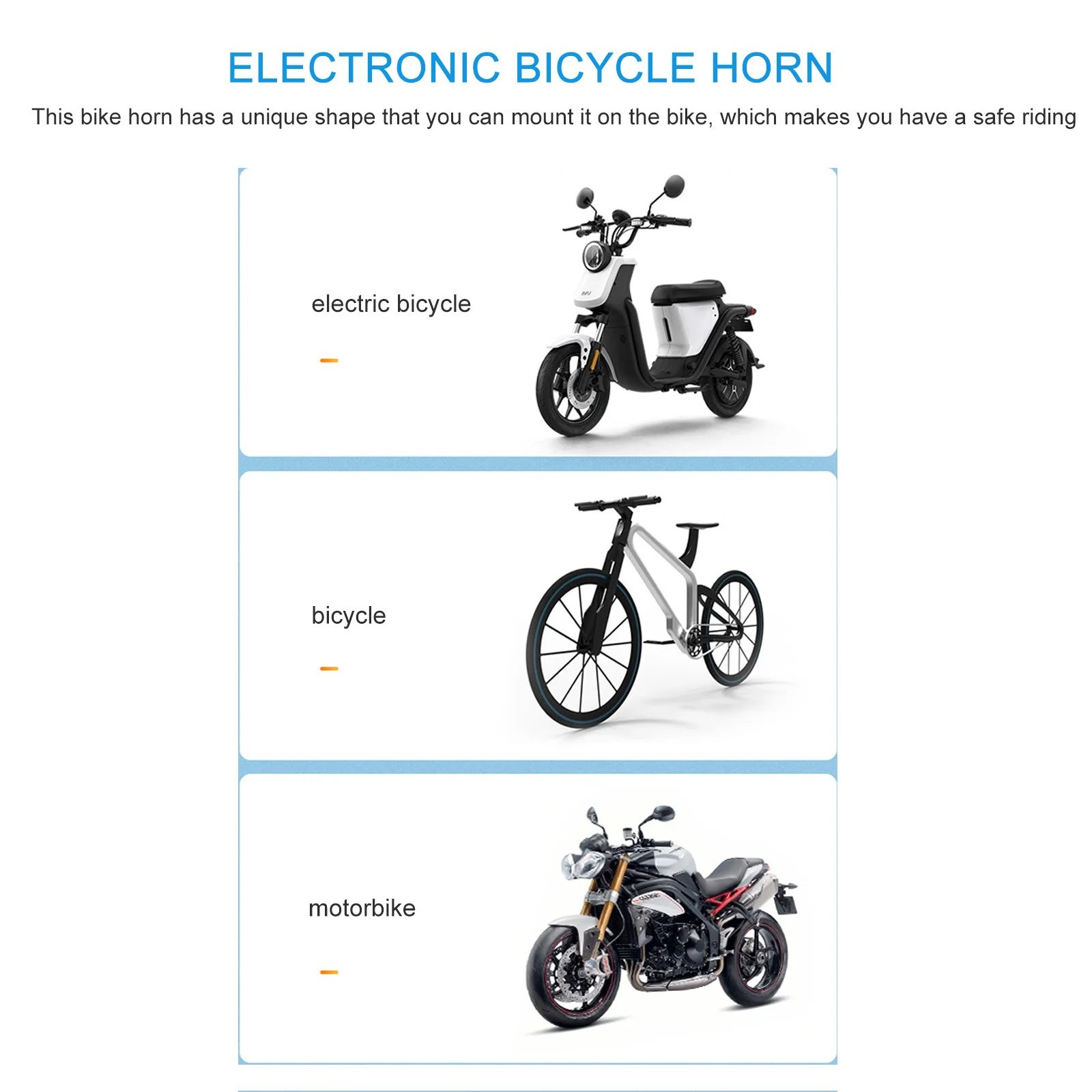 

Bike Horn Electric Waterproof ABS Material No Required Easy Install for Mountain Road Bicycle Accessories Black