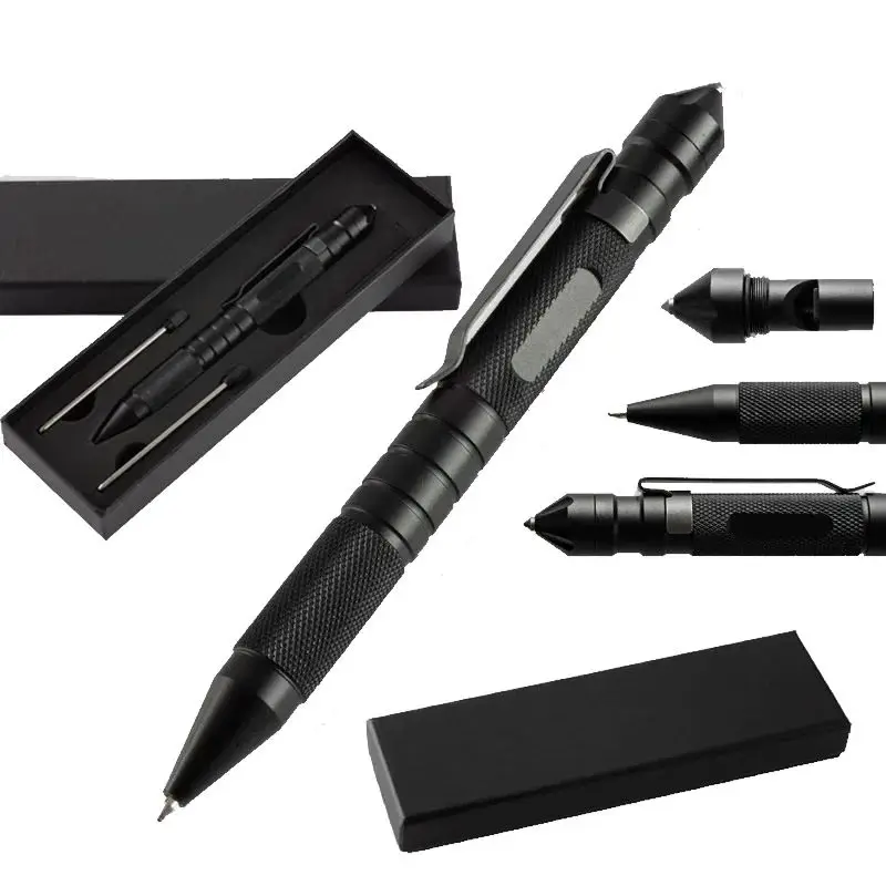 High Quality Portable Multi-Function 3-In-1 Military Tactical Pen Emergency Self Defense EDC Tool Pens Outdoor Survival Supplies