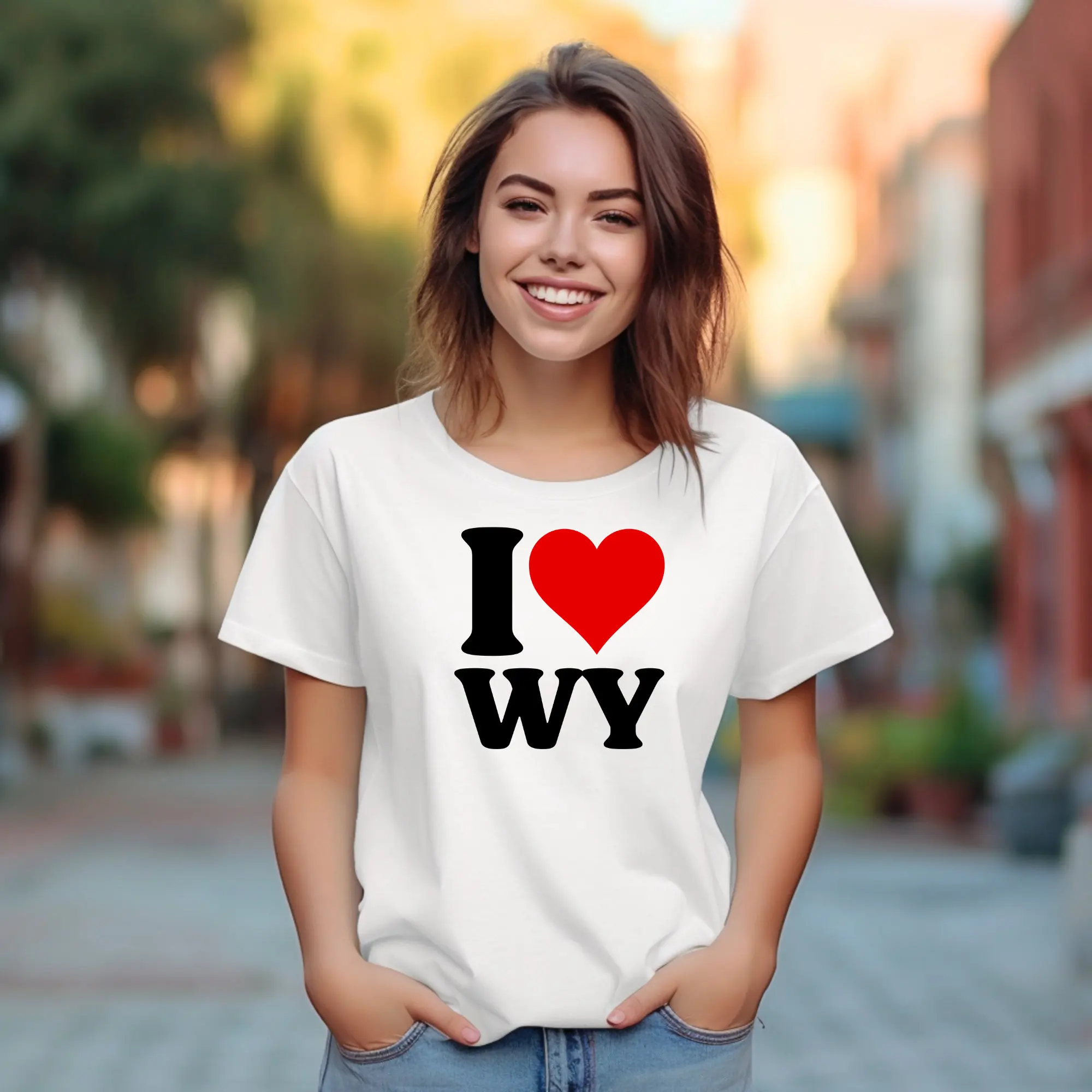 I Love Wy Heart T Shirt Symbol Cowboy State Souvenir Tourist Wyoming Pride Travel Yellowstone