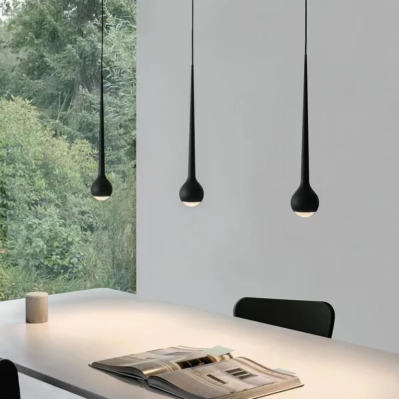 Imagem -02 - Pequenas Luzes Pendentes de Prata Ajustáveis Modern Raindrop Lamp Luzes Led para Cozinha e Escritório Minimalista Dining Room Lighting