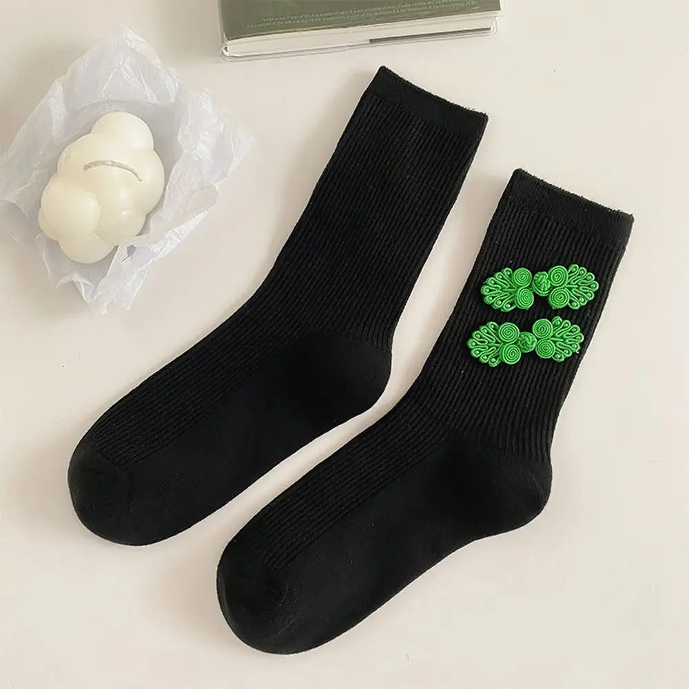 Breathable Comfortable Spring Chinese Style Autumn Chinese Frog Button Running Socks Women Short Socks Hosiery Cotton Socks