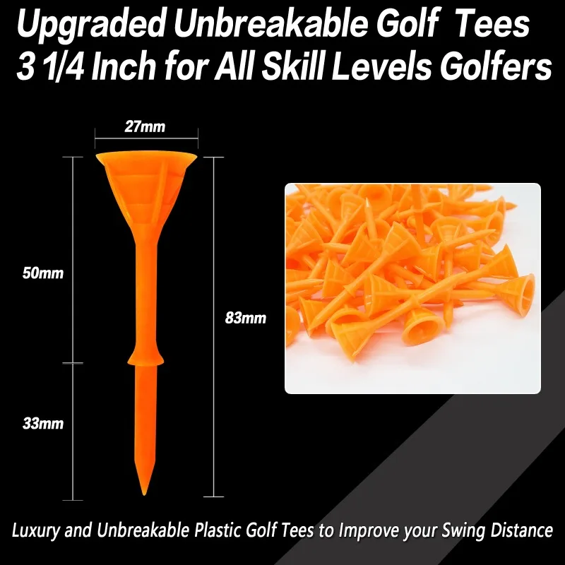 60 Pcs Upgrade Big Cup Golf Tees Plastic 83mm Reduce Friction Bulk Reusable Colors Tee Ball Holder Accessories