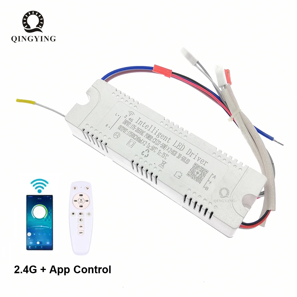 2.4G LED Driver 37-50Wx2 + RGB 30-60LED Intelligent Power Supply Remote+APP Control For Dual Color Flexible Strip RGB Chandelier