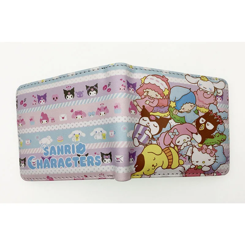 

2023 Sanrio Wallet Kawaii HelloKitty Mymelody Kuromi Cartoon Pu Folding Wallet Cute Girl Shopping Card Bag Girlfriend Gift