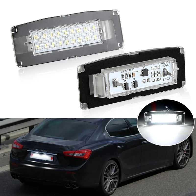 2PCS For Maserati Ghibli M157 2014 2015 16 17 18 19 20 LED License Number Plate Light Registration Number Lamp Canbus Error Free