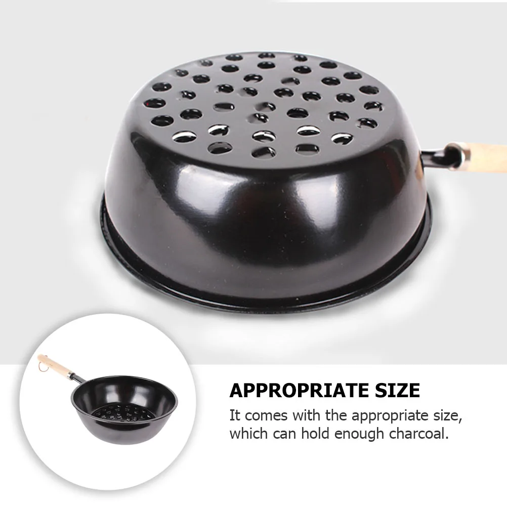 

1pc Portable Stove Charcoal Burning Pot Durable Long Lasting Use Appropriate Size Wooden Handle Safety Material