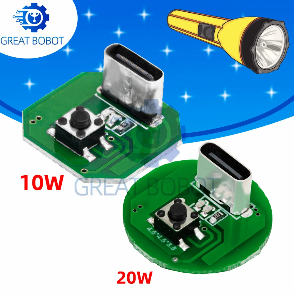 1pc Type-C 3-Speed Driver Board: 3.2V-4.2V Input, 20W 1S 3V Output (for Small Motors / DIY LED Projects