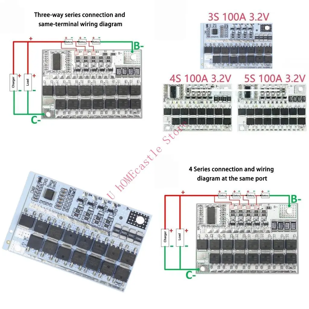 63HF 3S/4S/5S 12V 16.8V 21V Battery Management Circuit Board with Separate Wiring Roles and 100A Current for Battery Pack