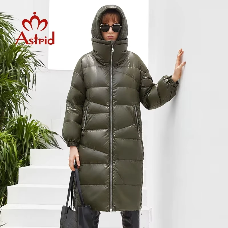 Astrid 2022 novo inverno para baixo jaqueta feminina longo com capuz grandes lapelas moda quente parkas casaco de alta qualidade feminino outwear ZR-7570