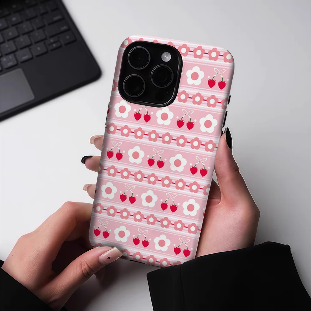 أحمر الخدود الأزهار شريط آيفون 17 يجب أن يكون لحالة الهاتف المغناطيسي آيفون 17 16 15 14 13 برو ماكس زائد حافظة صعبة واحدة مزدوجة الطبقة #5