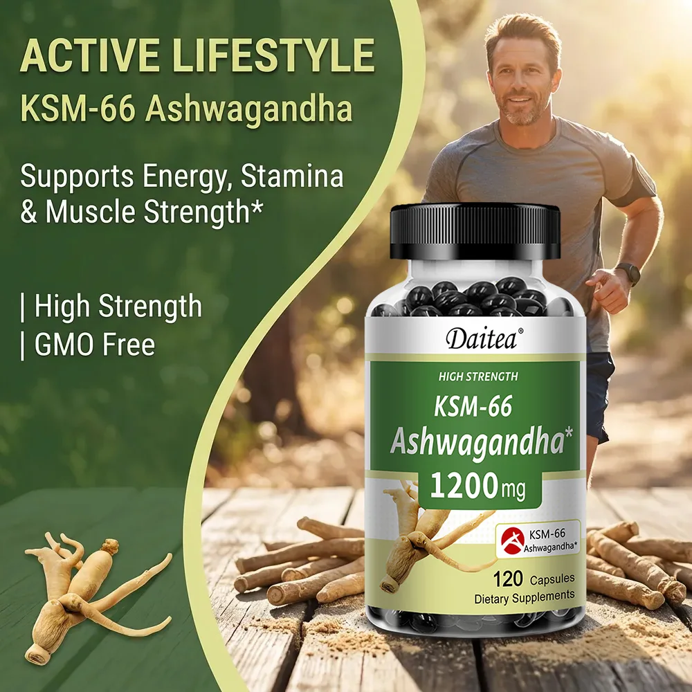 KSM-66 Ashwagandha 1200mg Capsules, Stress Relief, Energy, Focus, Muscle Recovery & Mood Support, Improves Athletic Performance