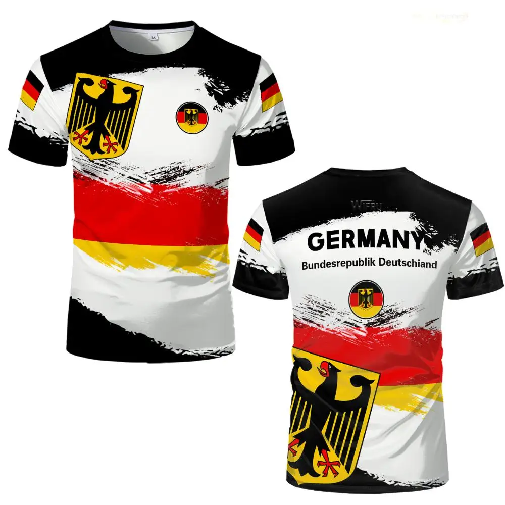 German Eagle Flag 3D Print T-Shirt Men's Women's Soccer Fan Breathable Quick Drying Tee Youth Outdoor Sports Crew Neck Top