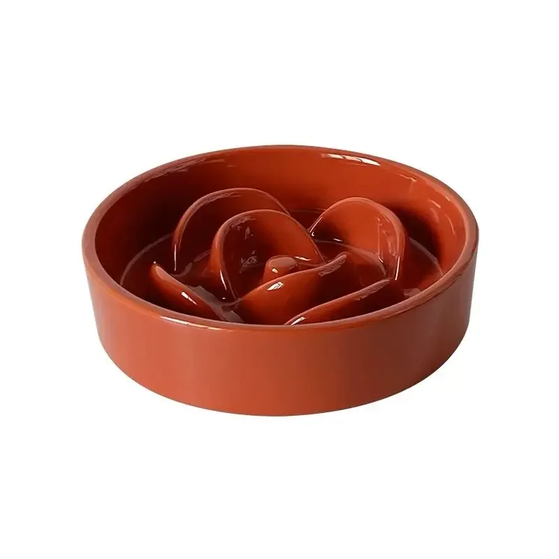 

*Petal ceramic dog bowl slow food bowl anti-choking dog food pot to prevent black chin