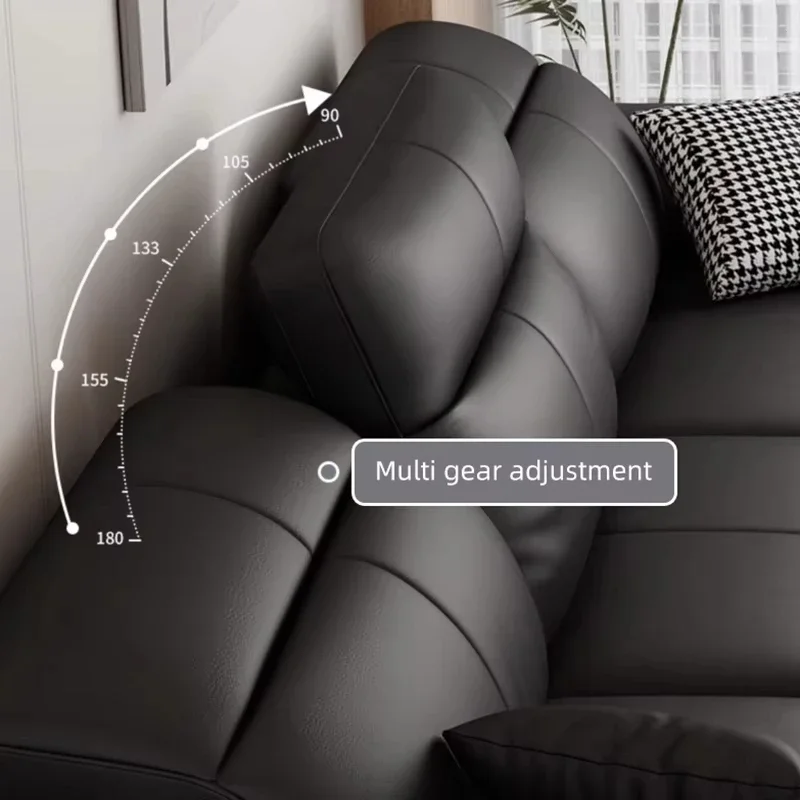 Móveis modernos de couro italiano conversível reclinável elétrico sofá-cama funcional