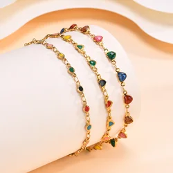 Vnox Y2K Colorful Stainless Steel Women Girls Anklets, New Minimalism Butterflies Enamel Charm Ankle Chain Bracelet on Leg