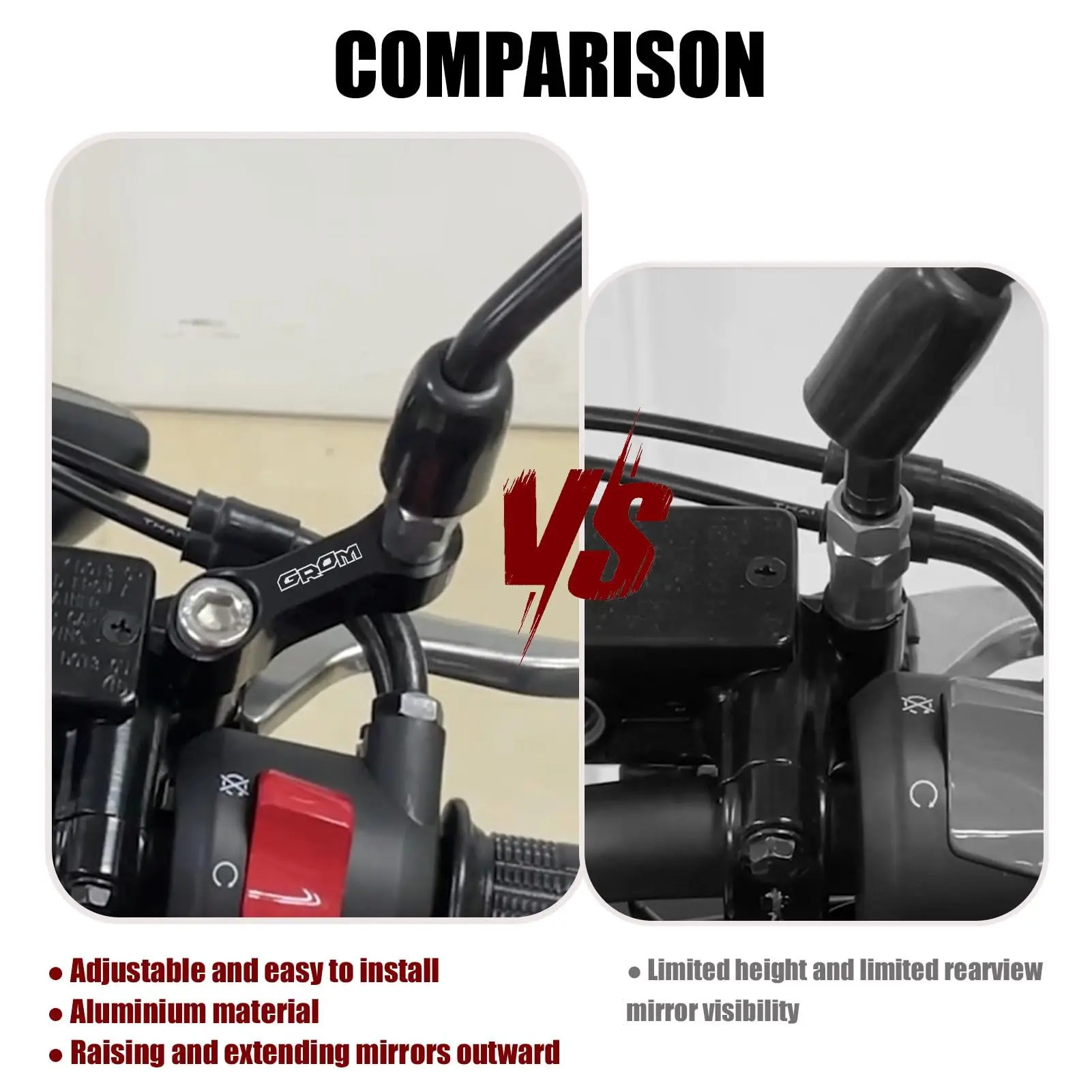 For Honda GROM MSX125 2025 GROM 125 MSX 125 2013-2024 Motorcycle Rear View Mirror Mount Risers Extender Adapters Mirror Brackets