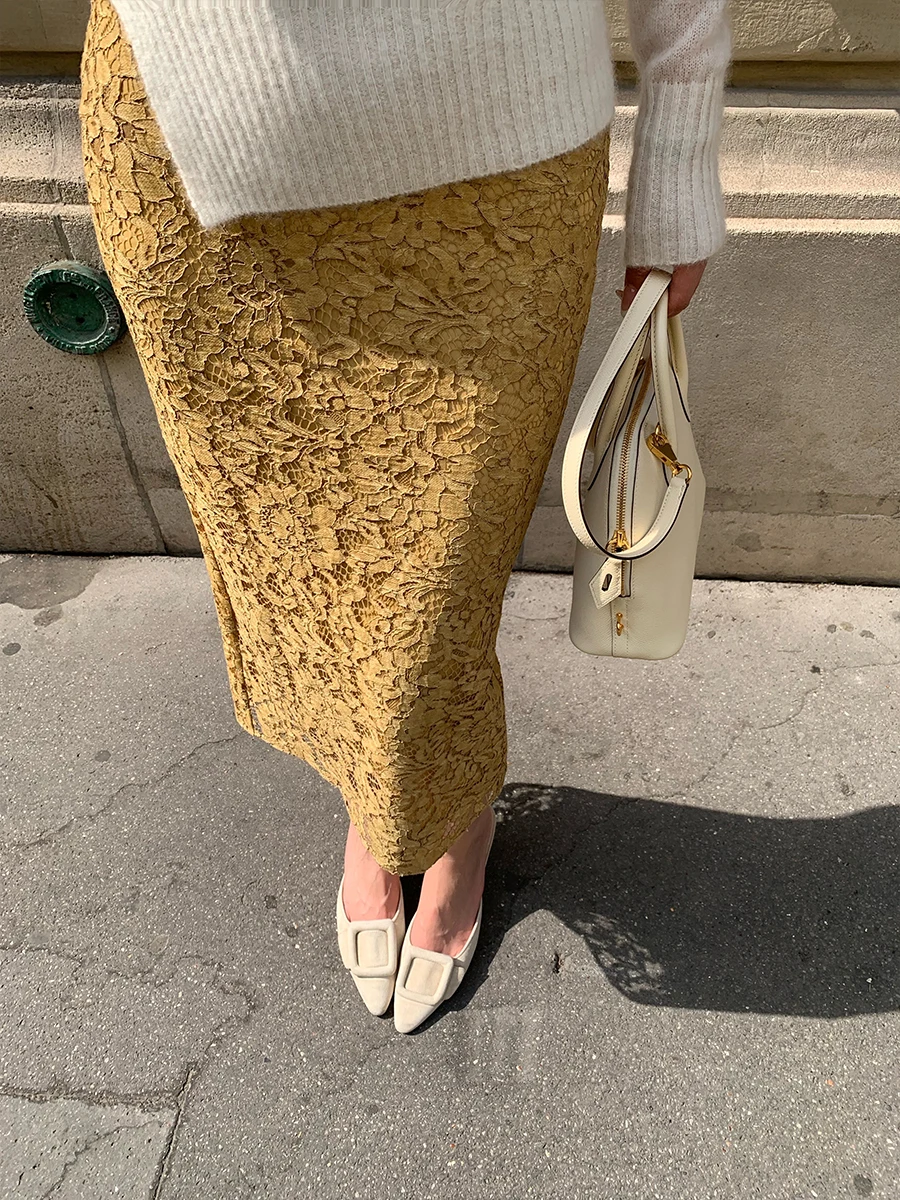 

Кружевная юбка Lazy Zoe с градиентным окрашиванием, высокой талией и разрезом, сексуальная, из полиэстера, вискозы и нейлона, для свиданий и вечеринок