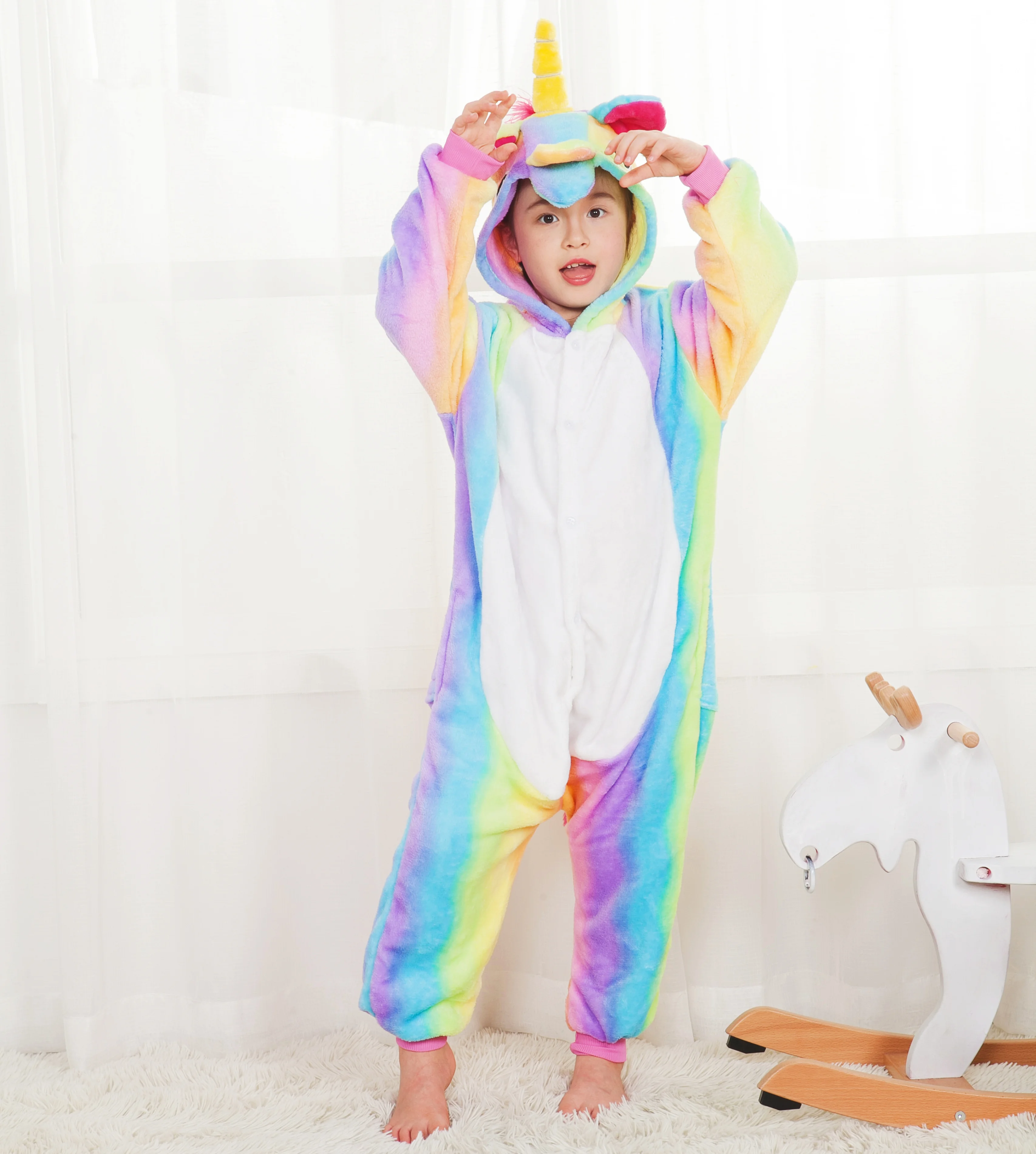 Unicorn Animal Pajamas Children Kids Cartoon Kigurumi Onesies Winter Soft Warm Clothes For Boys Girls Christmas Halloween Gifts
