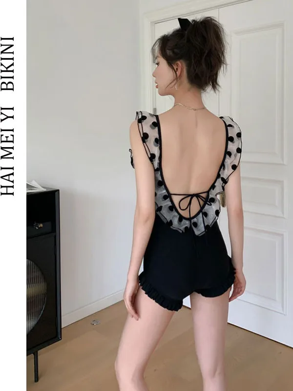

Elegant Retro Batherwear One-Piece Swimsuit Women's Hot Spring Swimming Costume Slimming Tummy Cover up Casual Swimwear