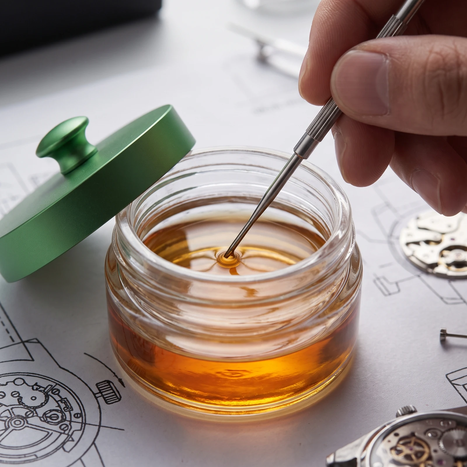 Watch Repair Oil Jar Professional Glass Jar with Lid Container Compact Sturdy for Watchmakers, Workbench
