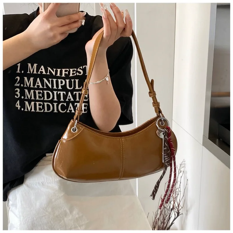 

Women's Versatile Glossy Leather Hobo Shoulder Bag Casual Office Work Daily Travel Purse Casual Daily Office Work Travel Purse