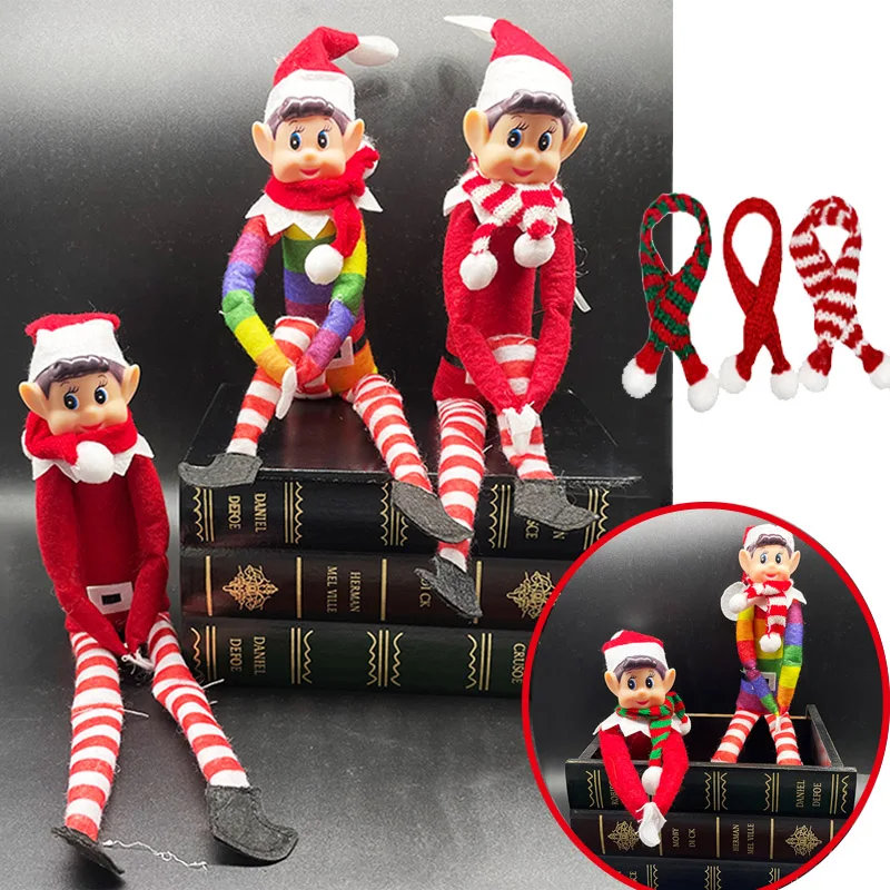 Color Christmas Elves Wearing Scarf  Christmas Ornament 2024 New Year Gifts Christmas Table Bookshelf Christmas Tree Decorations