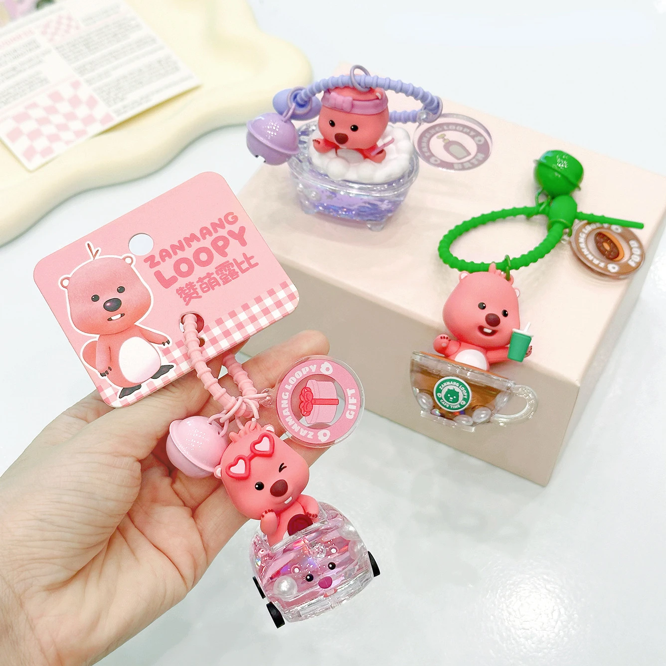 

MINISO Loopy Coffee Cup Keychain Cute Keychain Pendant Couple Small Gift Bag Pendant Key Chains for Women Gift