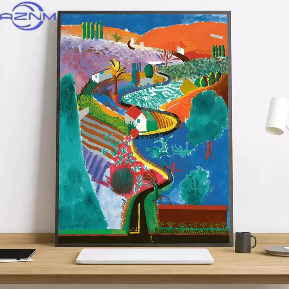 David Hockney Style Canvas Art Poster Colorful Modern Painting Wall Decor for Home Living Room Aesthetic Gift