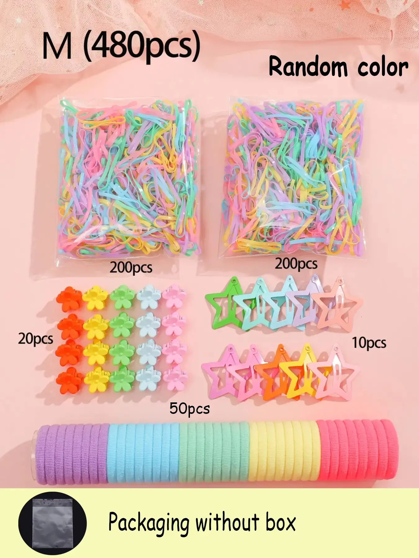 310-480 Pcs New Dopamine Fashion Colored Hair Rope Small Flower Grab Set For Women Children As Gift (Color Random) 2024