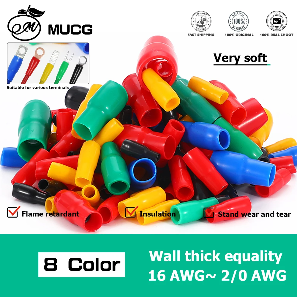 8 Colors Terminal Insulation Jacket Very Soft Terminal Protective Sheath for Various Crimping Terminals Insulation Protection