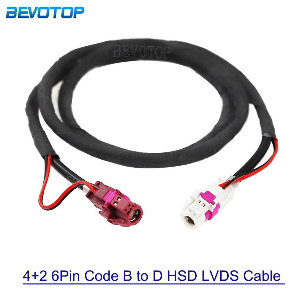 1Pcs 6Pin HSD Code B Female to Code D Female Connector 4+2 6-Cores LVDS Cable for Benz BMW Audi Tesla VW Auto Car
