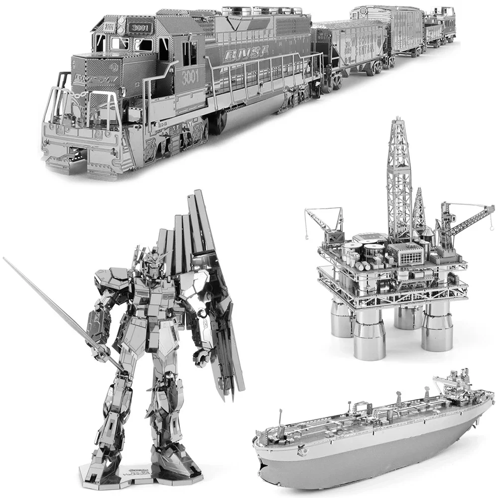 3D Metal Puzzle Set American Locomotive Uss Roosevelt Oil Drilling Model Gift for Children 14+ Travel Games Jigsaw DIY Toys