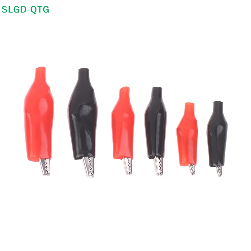 12Pcs 25/35/45MM Metal Alligator Clip Crocodile Electrical Clamp Testing Probe Meter Black Red With Protective Insulation Cover