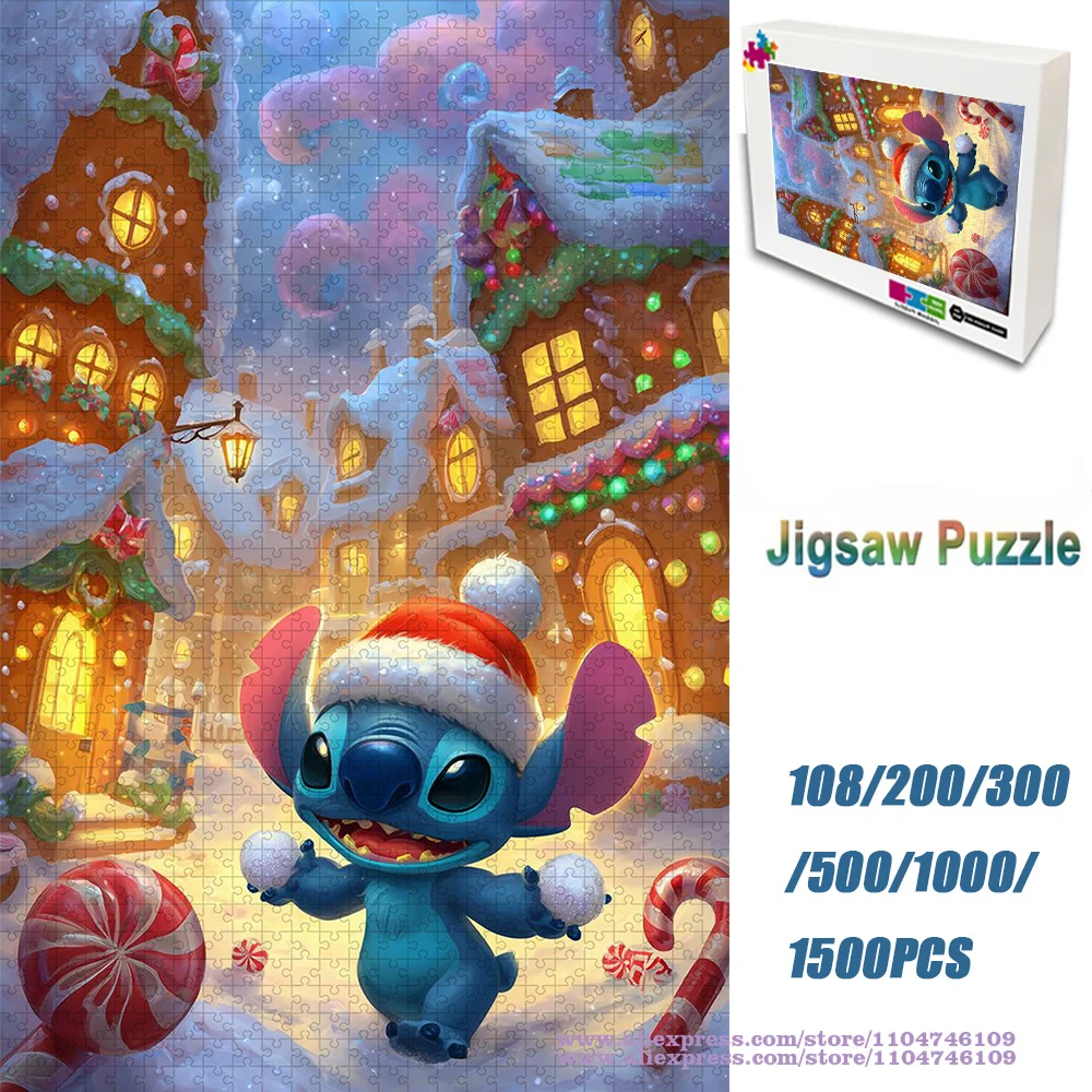 

Disney Anime Lilo & Stitch Puzzle Jigsaw 108/200/300/500/1000/1500Pcs Intelligence Puzzles for Kids New Year Birthday Gift