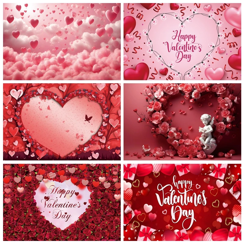 

February 14 Valentine's Day Backdrops for Photography Wedding Love Heart Portrait Photographic Backgrounds Studio Shoots Props