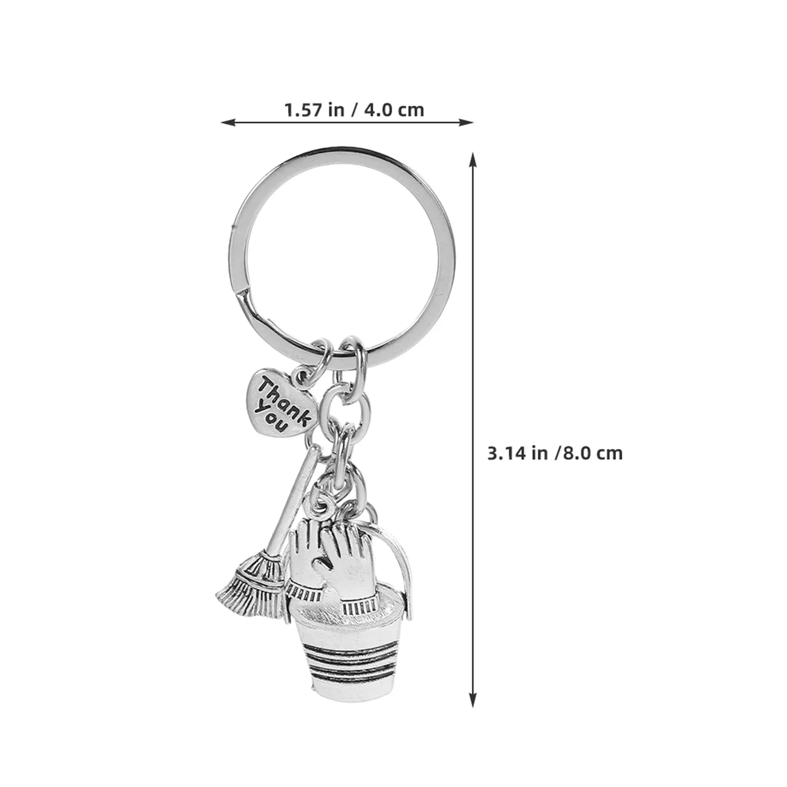 6Pcs Housekeeping Appreciation Keychains Thank You Charms Metal Bucket Mini Cleaning Staff Gift for Daily Use Thank You Keychain