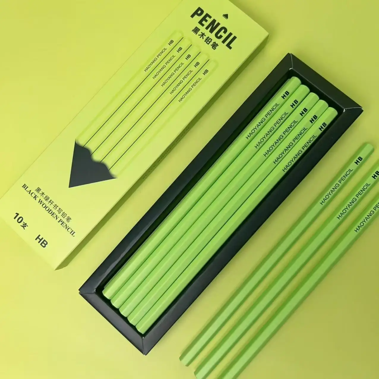 10 pièces/ensemble nouveau pôle vert bois noir Graphite crayon ensemble HB 2B noir plomb bureau écriture crayon cadeau papeterie mignon crayons