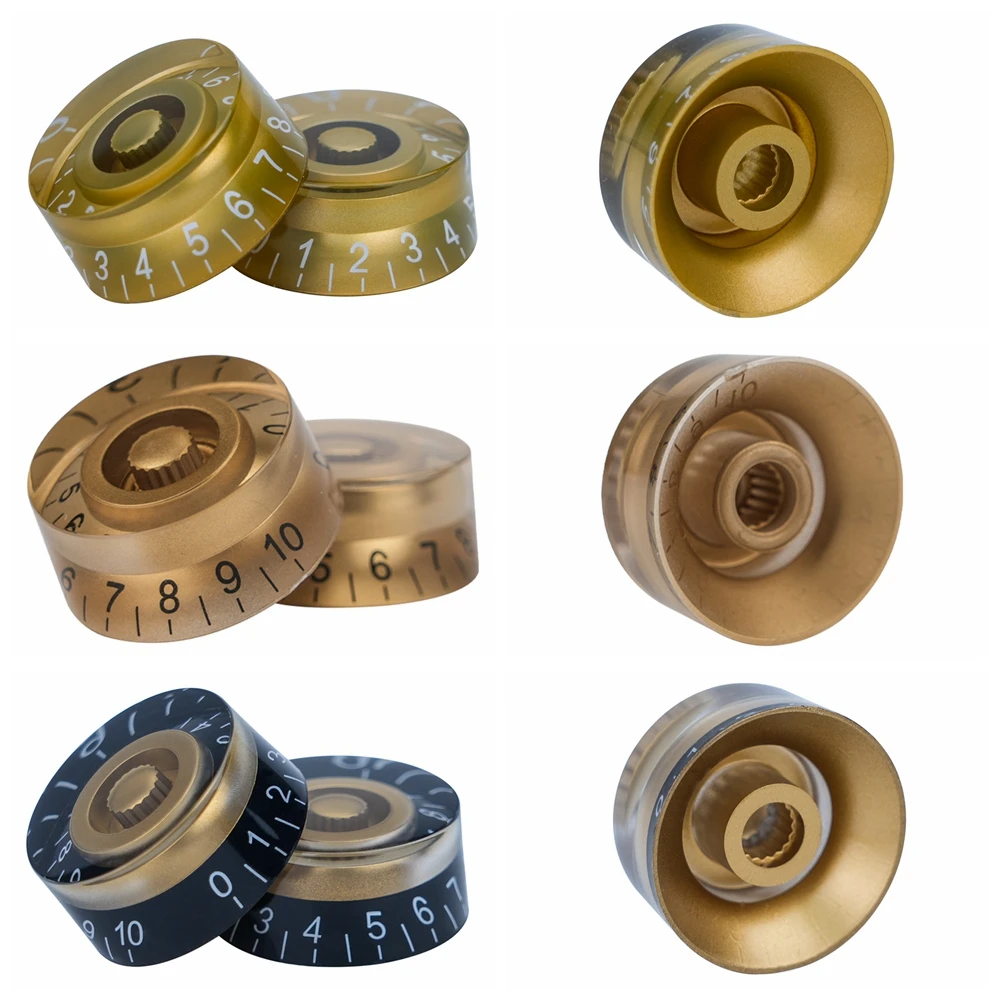 4 Stück Gitarren-Lautstärkeregler, Top-Hat-Knöpfe, Geschwindigkeits- und Tonpedal-Regler für E-Gitarre und Bass, 29 Farben – Detail 3